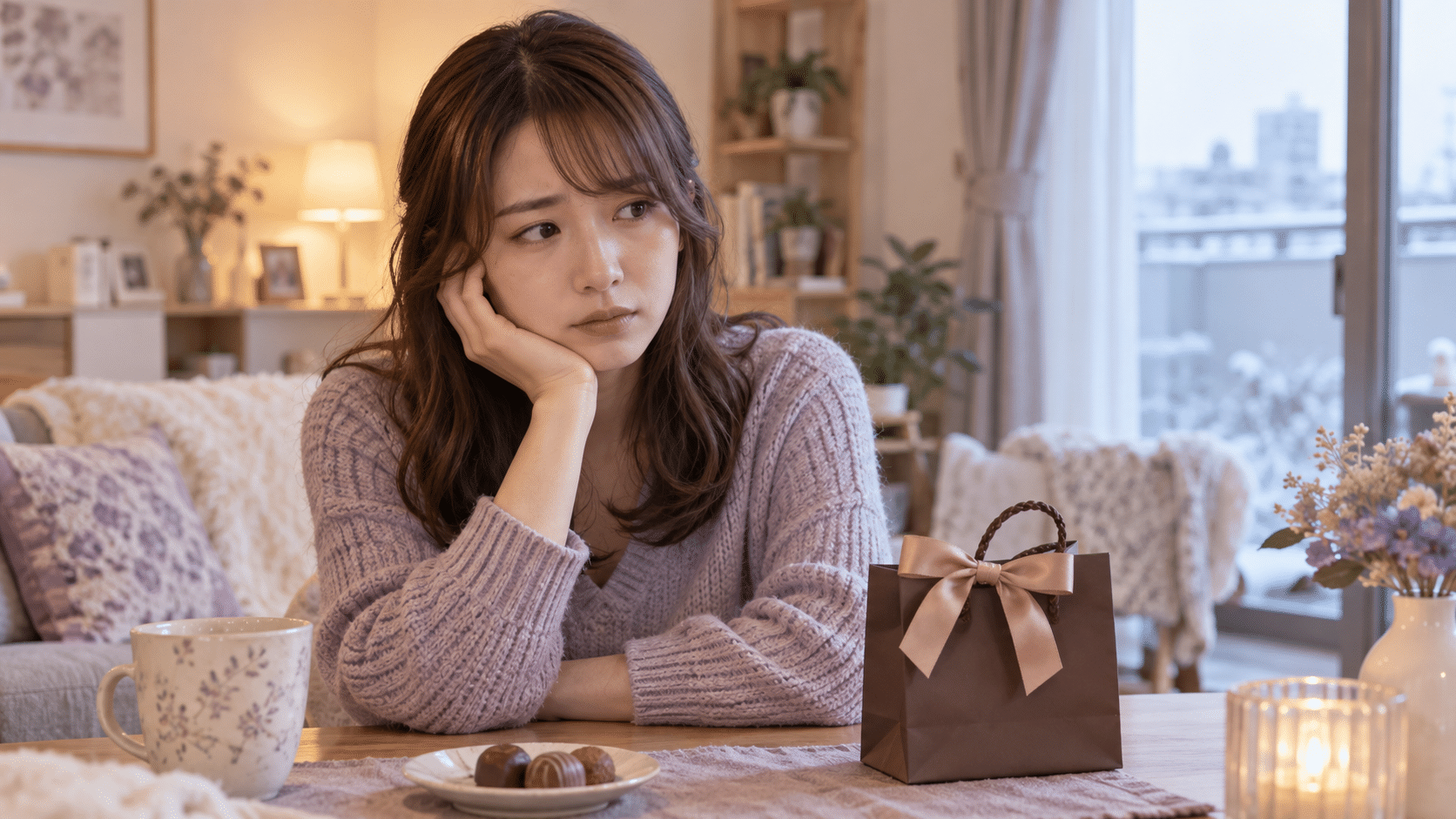 彼氏が受け取ったチョコについて気持ちを整理する女性