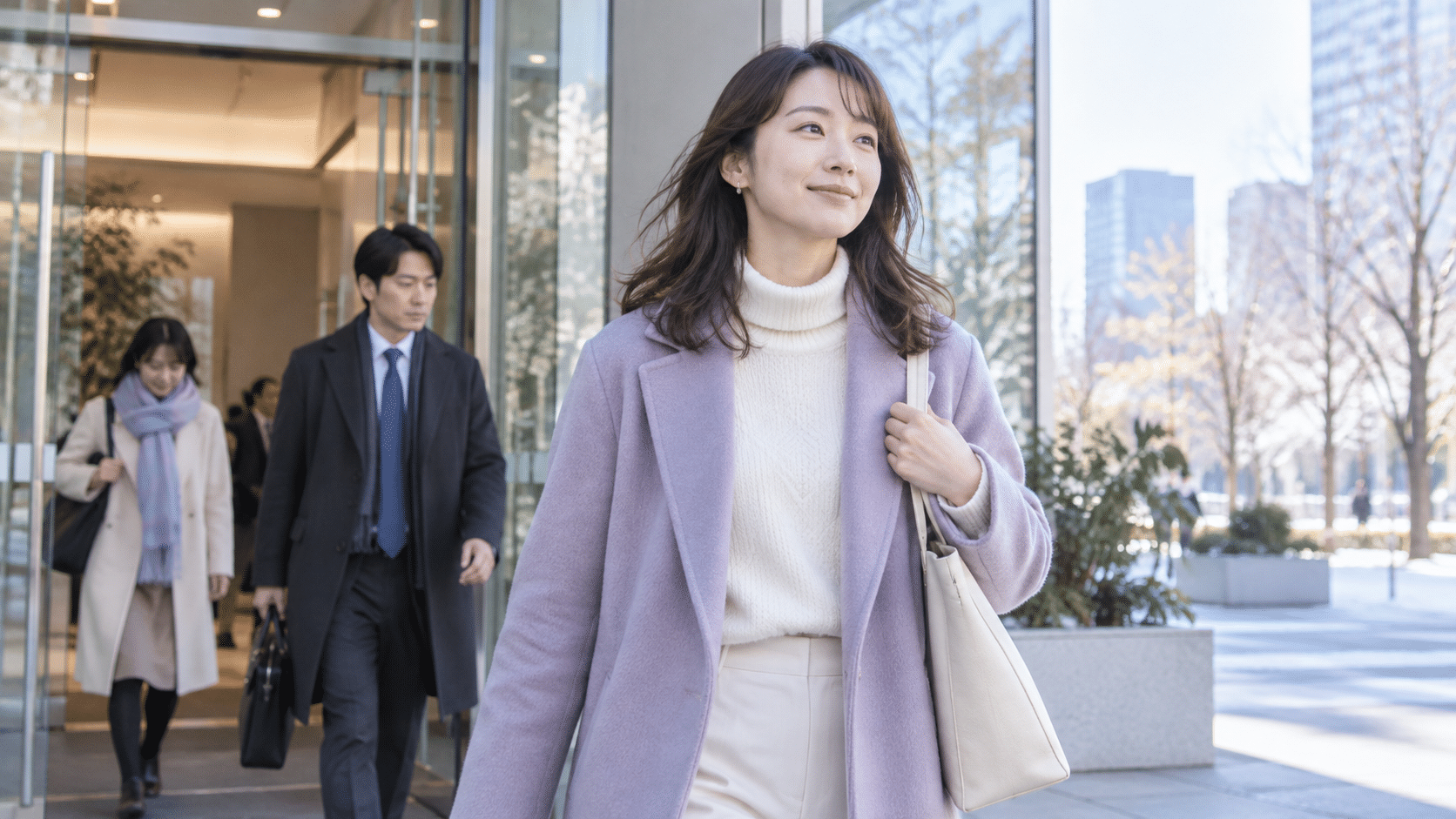 仕事を終えて落ち着いて帰る女性