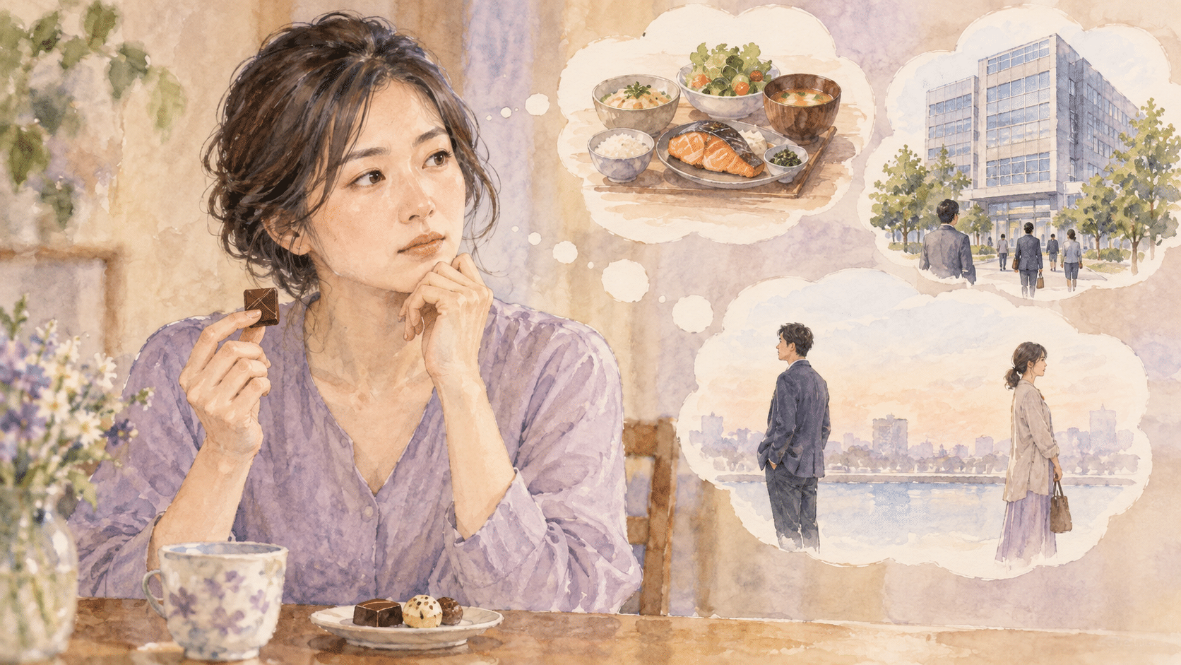 贈り物を断る複数の事情を整理する水彩イラスト
